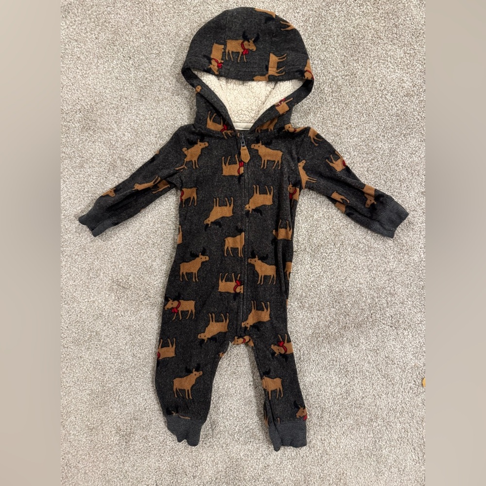 Cozy Black and Brown reindeer Christmas  One Piece